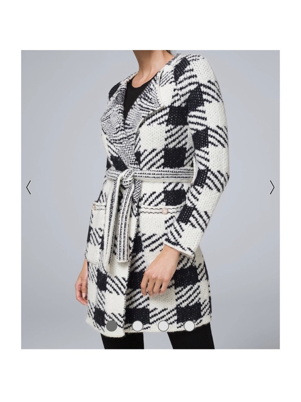 ❤️ 76 % OFF RETAIL White  House Black Market Ecru and Black Plaid Knit Sweater